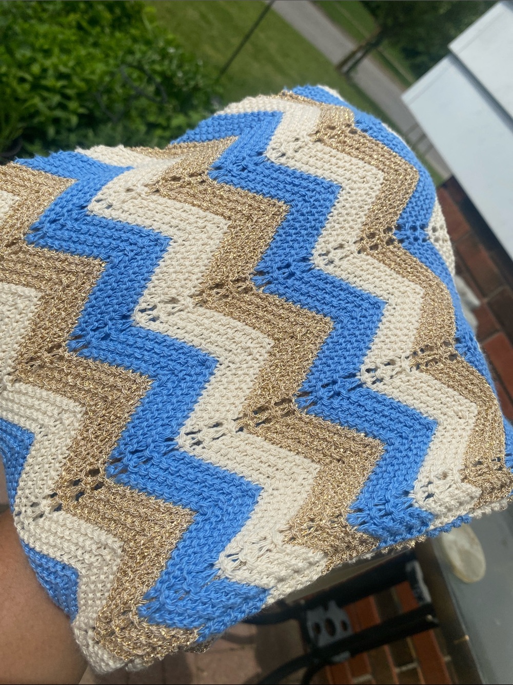 Women's Cream & Blue Knit Pants - Picture 12 of 12